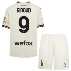 Fotbalový Komplet AC Milán Olivier Giroud 9 Dětské Čtvrtý 2023-24 Bílá Krátký Rukáv (+ trenýrky)
